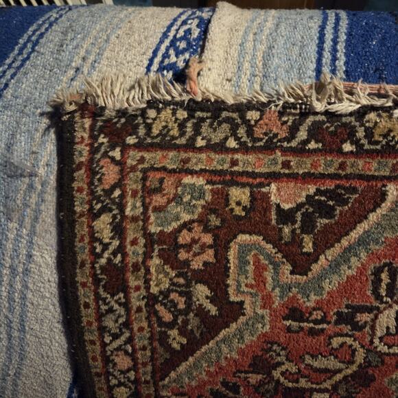 Heriz Rug 2x13 ft Vintage Geometric Medallion Wool Carpet Hand Knotted rust Red - Picture 2 of 7